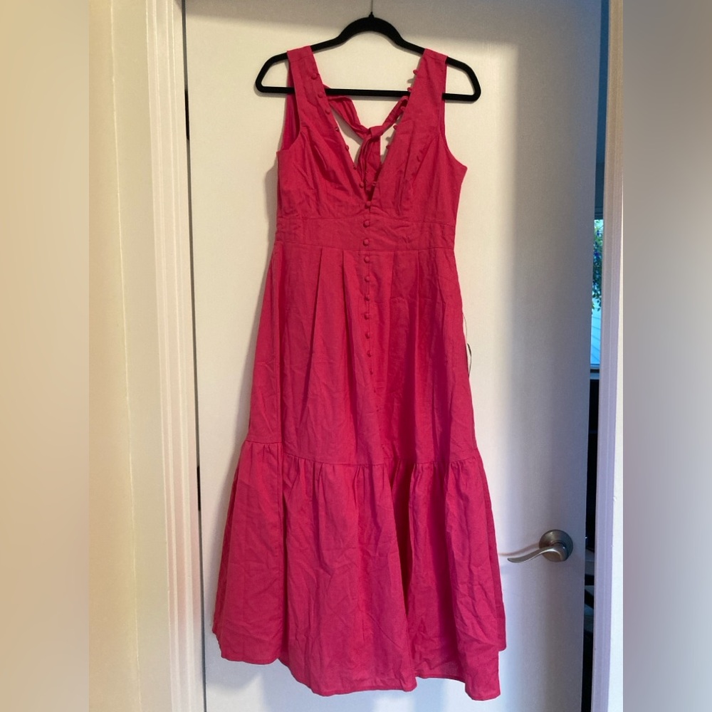 LuLus Hot Pink Linen Dress